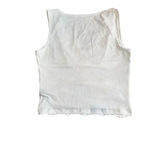 Cider Women's S Lace Tank Top Crop White Plunge Neck Y2K Coastal Romantic NWT