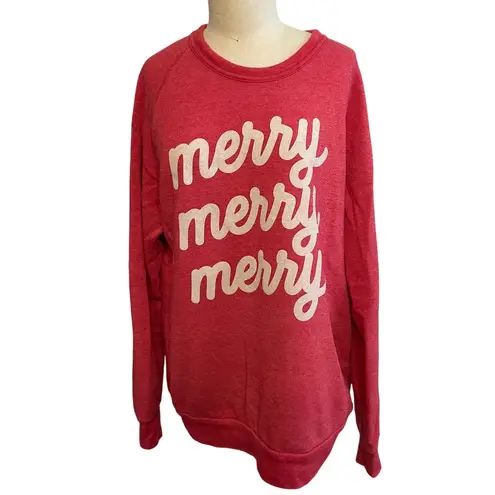 Alternative Apparel "Merry Merry Merry" Red Christmas Sweatshirt Size XL
