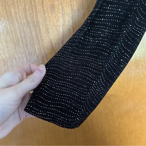 Notations Metallic Sparkle Shimmer Black Long Sleeve Blouse Small NYE Holiday