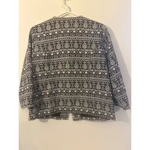 Christopher & Banks Womens Open Front Black & White Patterned Cardigan Jacket S - Image 5