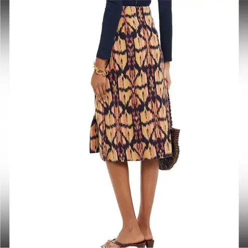 Ulla Johnson EMBER Ikat 100% Cotton Knee Length Faux-Wrap Midi Skirt Size 8 Med