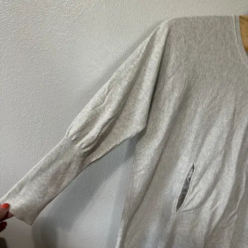 Garnet Hill 100% Organic Cotton Gray Kangaroo Pocket Sweater Tunic Top Size XL