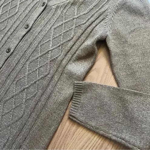Karen Scott Cable Knit Sweater Cardigan Tan Women’s Size M Cottagecore Textured