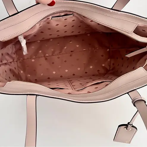 Kate Spade NWOT  Pinkish Grey Blush Nude ‘Lalena’ Large Pocket Leather Tote Bag