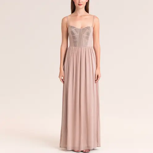 Lucy Paris Taupe Embellished Chiffon Maxi Dress Size Small