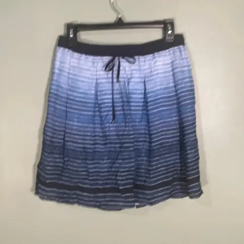 Vince . Silk Pleated‎ Striped Ombre Blue Mini Skirt Small NWT