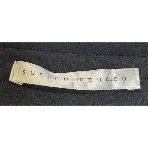 Susana Monaco Womens Dress Midi Back Side Zip Beaded Sleeveless V-Neck Medium