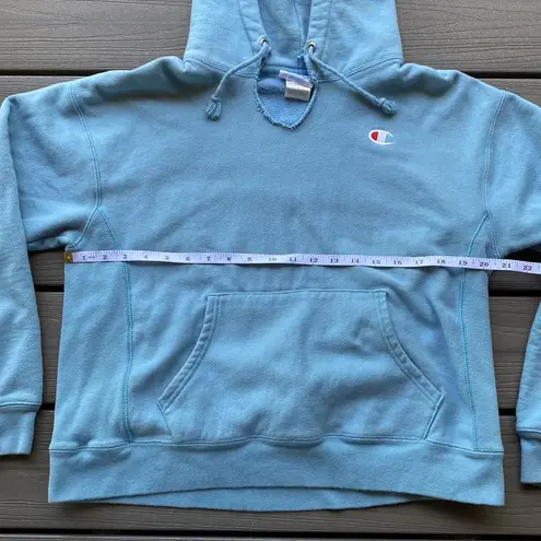 Champion Vintage  Reverse Weave Light Blue Size Large V Neck Hoodie