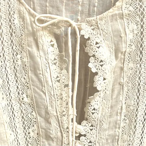 ZARA  Boho Swiss Dot and Crochet Cream Size Large