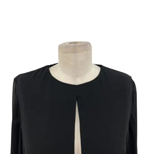 C/MEO COLLECTIVE Counting Stars Top Black Sheer Sleeve Peplum Keyhole Medium - Image 5