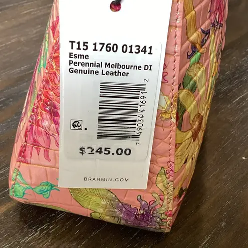 Brahmin Esme Perennial Pink Floral Leather Shoulder Bag NWT