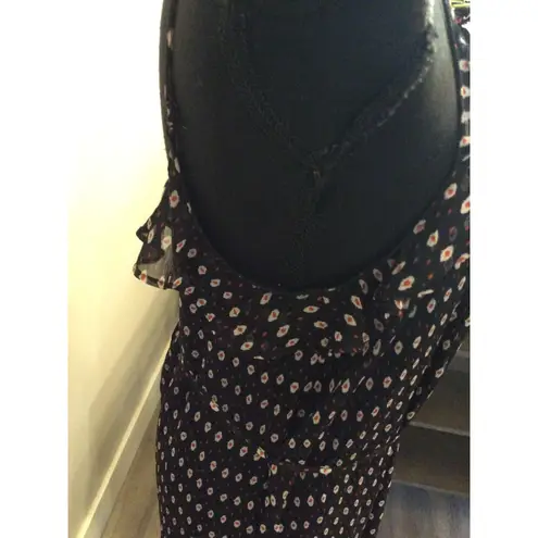 WhoWhatWear Maxi Lined Floral Print Dress Lightweight Medium EUC Black