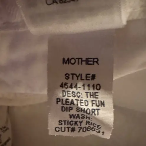Mother Womens Snacks! The Pleated Sticky Rice Fun Dip Short, White Size 27 NWT