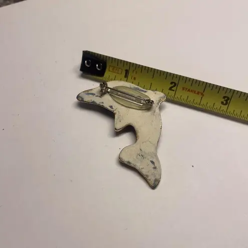 Hand Made Hand Crafted Ceramic Brooch Pin Dolphin Hand Painted