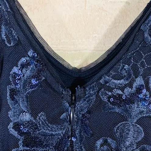 Marina NWT Navy Sequin Lace Sleeveless Dre… Blue Size 4