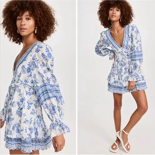 Hemant & Nandita Belted Mini Dress in Cobalt & White, Size XXL EXCELLENT! $405 White