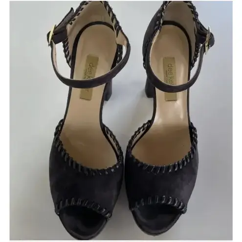 Dee Keller Shoes Womens Size EU 38.5 US 8 Black Suede Ankle Strap Made in Italy