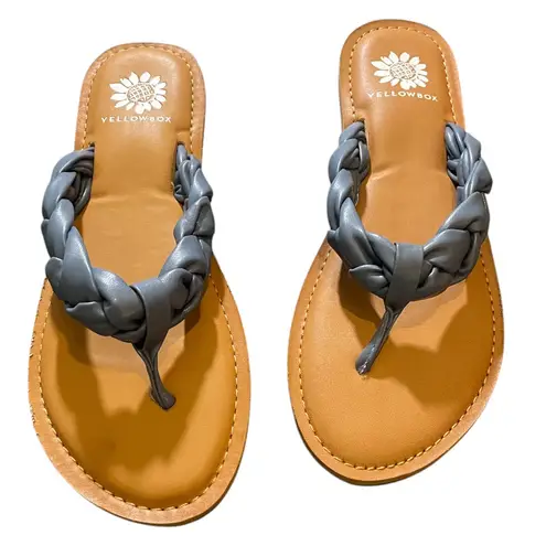 Yellow Box NIB 8.5 Dauphine Blue Tan Sandals Shoes Braided Faux Leather New Box