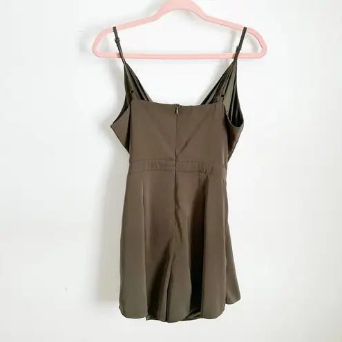Missguided Army Green V Neck Belted Wrap Skirt Romper sz 6