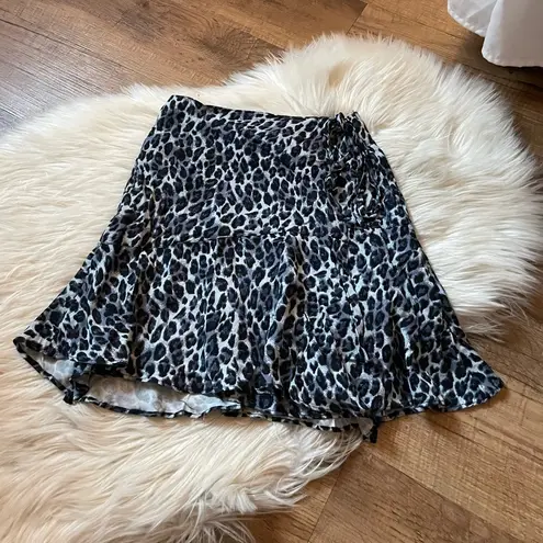 Urban Outfitters  Blue Leopard Wrap Mini Skirt