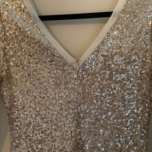 Wow Couture Long Sleeve Gold Sequin Dress