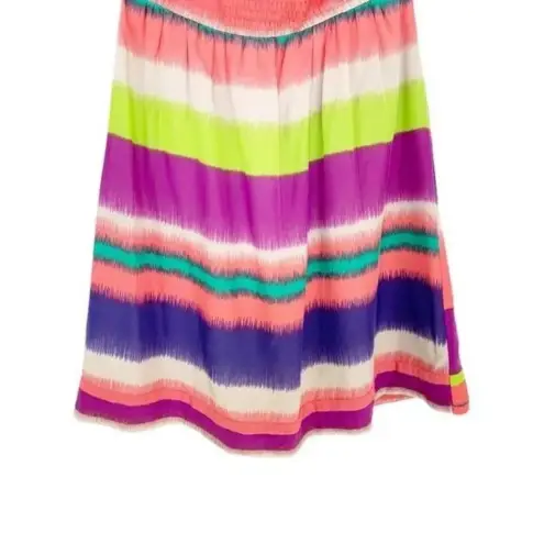 Shoshanna ANTHROPOLOGIE Silk  Serrapi Strapless Striped Ruffle Mini Dress Size 4