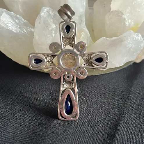 Nicky Butler NWOT labradorite & lapis lazuli cross pendant in 925 sterling Blue