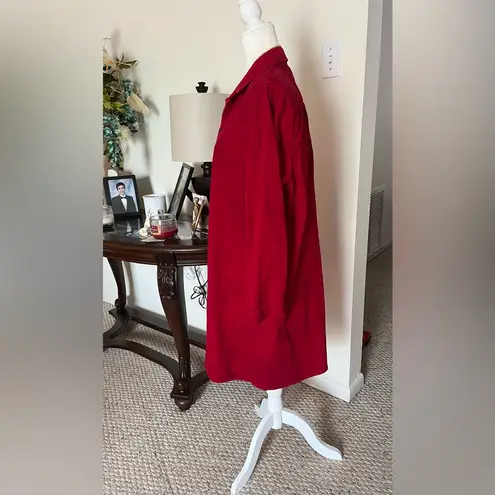 Coldwater Creek Red Corduroy Shirt Dress Size PL 100% Cotton Long Sleeve Pockets