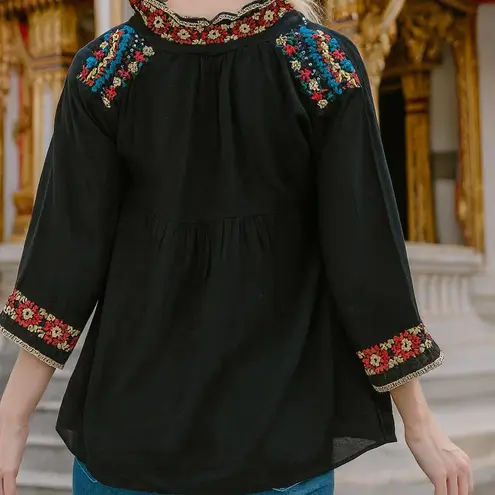 Johnny Was Artisan extremely heavily Embroidered Button Up Tunic