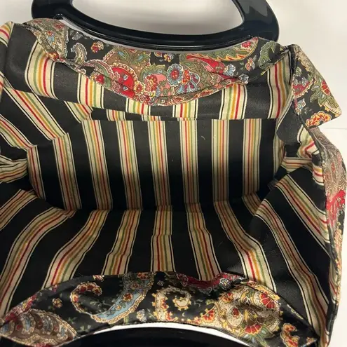 Vintage Black Paisley Print Purse with Black Handles