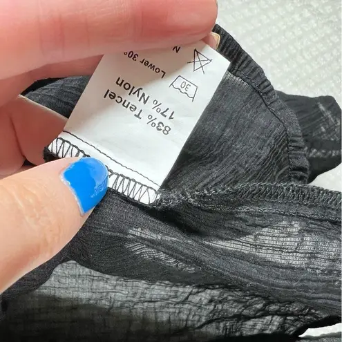 Revolve SNDYS. Black Sheer Asymmetrical Long Sleeve Top Size XXL