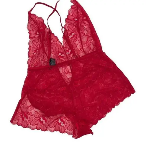 Ann Summers Womens Lace Camisole Sleepwear Romper Red Medium NWOT