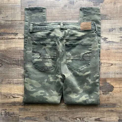 American Eagle  Womens Green Camo Hi-Rise Jegging Stretch Casual Jeans Size 4 Reg