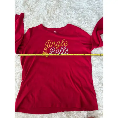 kim rogers Women's L Red Christmas Jingle Bells Long Sleeve Top Holiday