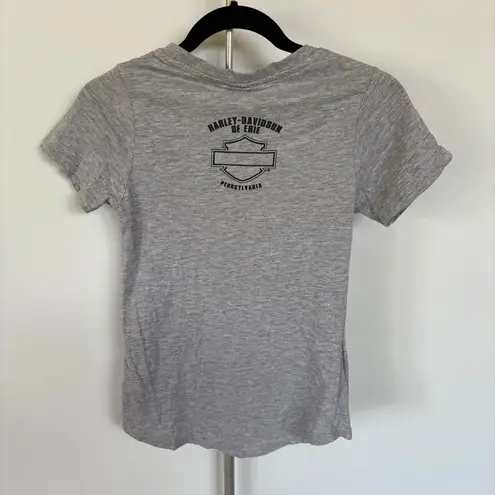 Y2K Harley Davidson Baby Tee Gray Motorcycles Biker Moto Graphic T