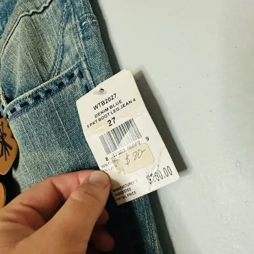 Antik Denim NWT Medium Wash Five Pocket Embroidered Pocket Bootcut Jeans Size 27