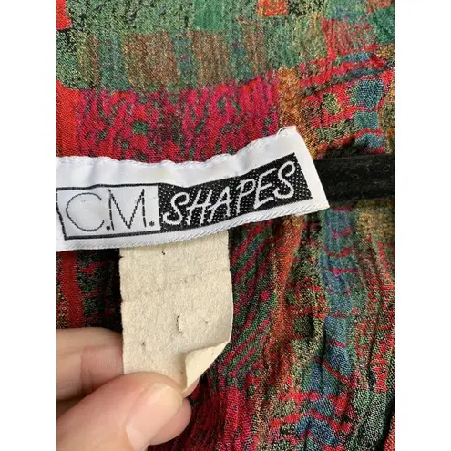 C.M. Shapes Dark Red and Green Plaid Button