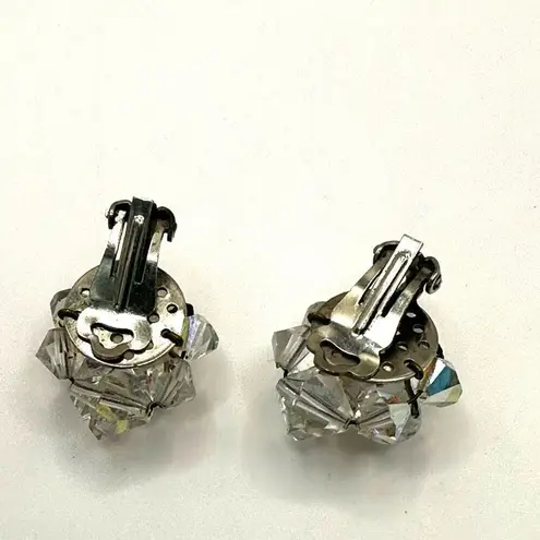 Vintage Aurora Borealis cluster crystal Clip on earrings