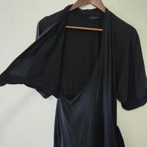 Allsaints Laurel Black Wrap Jumpsuit Romper Medium Linen Blend