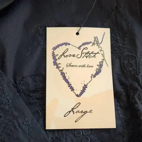 Lovestitch Black Embroidered Cotton Blazer Size Large NWT Black Blazer