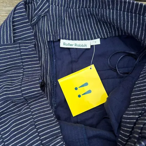 Roller Rabbit NWT Navy Blue Pin Striped Minna Pants Wide Leg Cotton Trousers