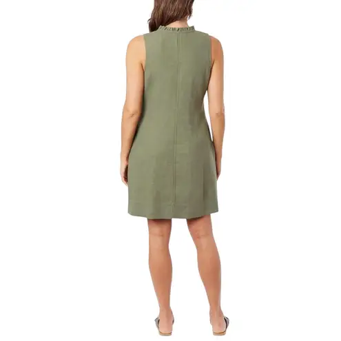 Briggs New York Briggs Sleeveless Casual Dress with Pockets Olive Green V Neck Womens