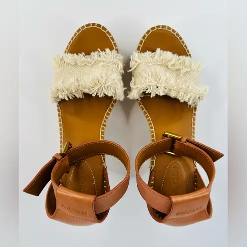 See By Chloe Glyn Ankle Strap Espadrille CHLOÉ Wedge Tartan Sandals US 10 EU 40