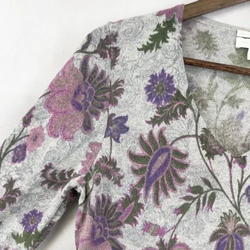 Charter Club Cashmere Sweater Womens Medium Romantic Cottage Coquette Floral Lux