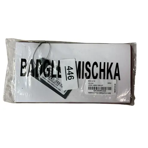 Badgley Mischka Quilted Vegan Leather Stylish Elegant Wine Long Cards Wallet NWT