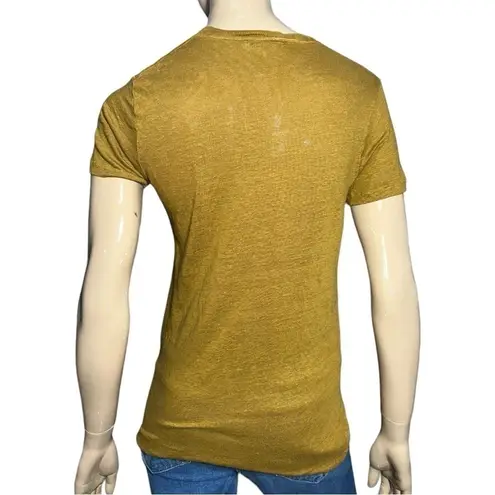 IRO Women’s Size XS Khaki Yellow Green Linen Luciana Short Sleeve Tee T-Shirt