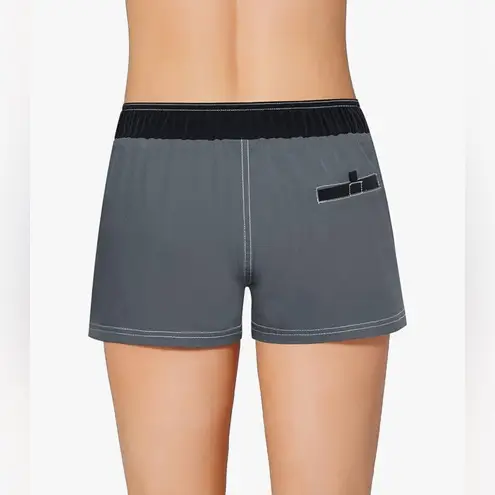 Meegsking Medium Gray Black Quick Dry Swim Board Shorts