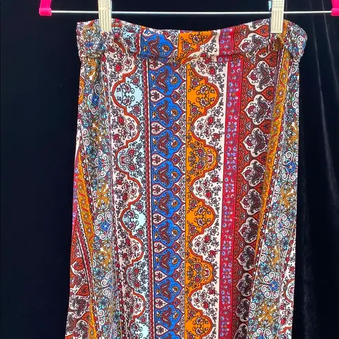 Woman’s Bohemian Maxi Skirt Friday Los Angeles Size L Vibrant Colors Festival Blue Size L