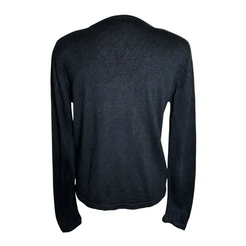 Kathy Ireland Silk Blend Beaded Embroidered Black Knit Cardigan Small Minimalist