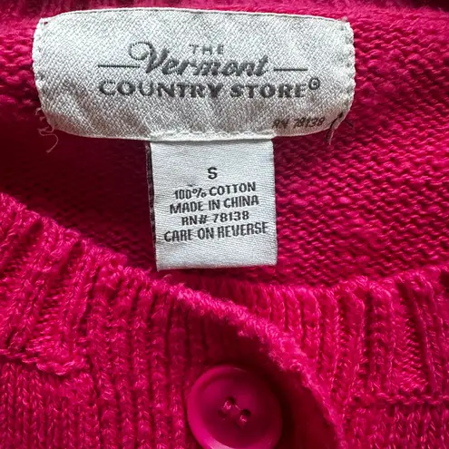 The Vermont Country Store Hot Pink Cardigan Sweater Valentines Preppy Knit Small